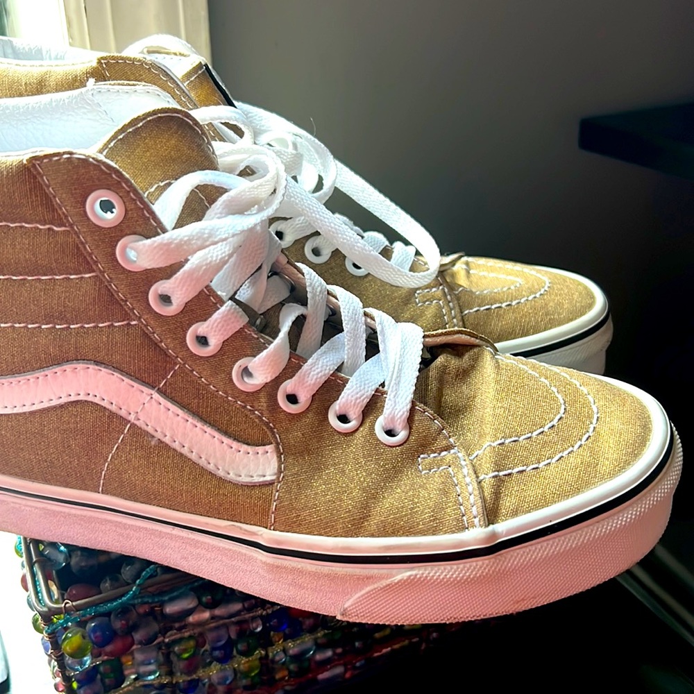 Vans Sk8 High Top Tan/Gold